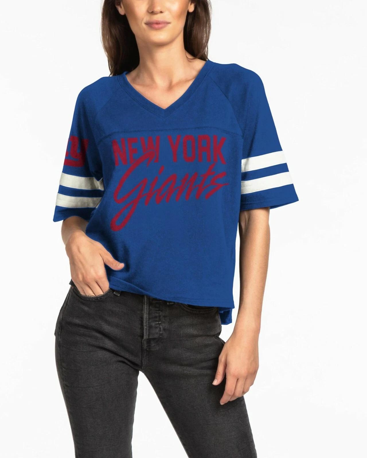 Junk Food Женская футболка с V-образным вырезом, свободного кроя, NFL New York Giants, новая, XXS-2XL 2XL