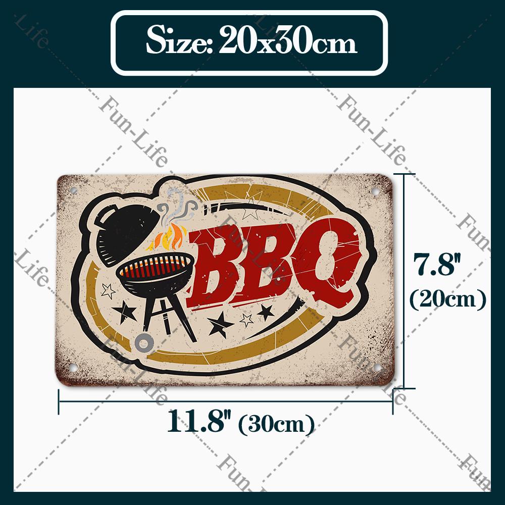 BBQ Warning Metal Tin Sign Oven Vintage Wall Decor Plaque Painting Barbecue Shop Restaurant Craft Pub Home Decor 20x30cm