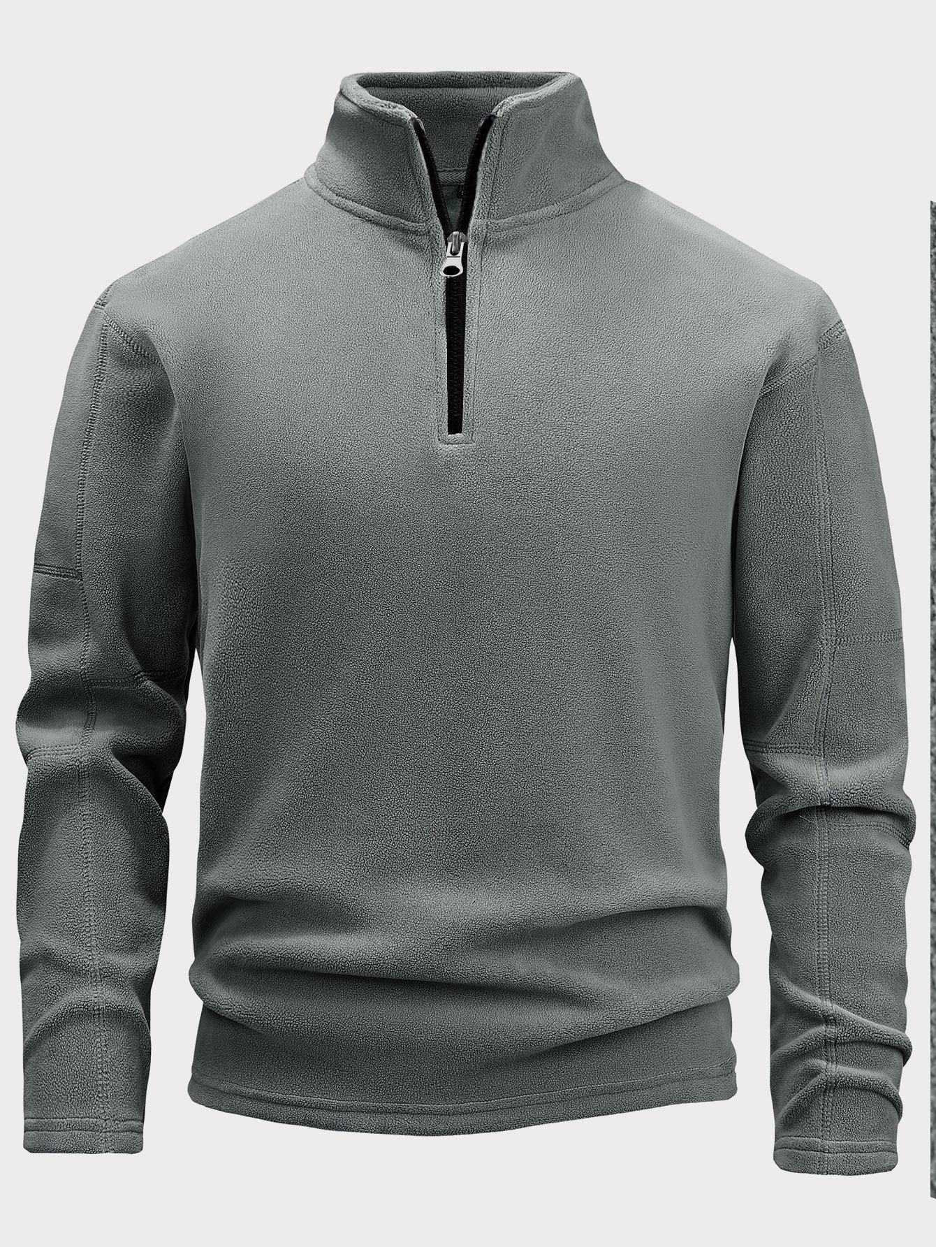

2026 Men s Trendy Stand-up Collar Half-Zip Fleece Sweatshirt for Autumn/Winter M серый