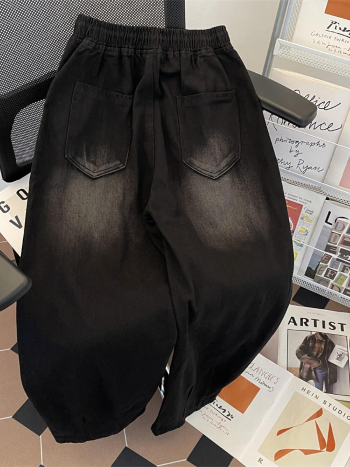 

Свободные джинсы широкого кроя мужские американские винтажные эластичная талия весна осень модный бренд универсальные свободные длинные брюки XXXL