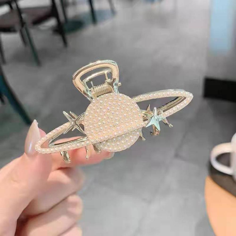 Girls for Thick Hair Large Women Hair Clip Korean Style Barrette Hair Crab Planet Pearl Claw Clip