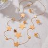 Stainless Steel Star Necklaces Earrings Rings for Women 18k Gold Plated Sweater Chain Long Necklace Earring Ring Jewelry Set