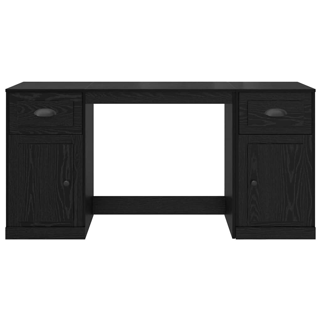 Wall Mounted Desk with Cabinet and Drawer Black Oak Effect