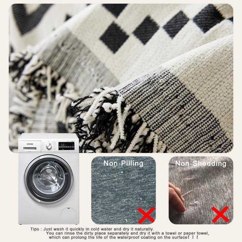 Water Resistant Boho Couch Cover  Covers for 3 Cushion Couch Sofa Pet Friendly Thick Dirt Resistant  Dark Black, 71" X 118"
