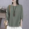 Loose Round Ne Bat Sve Top Pure Color Women's T-irt Polyester Fabric Batwing Sve Casual Comfortable Summer Top