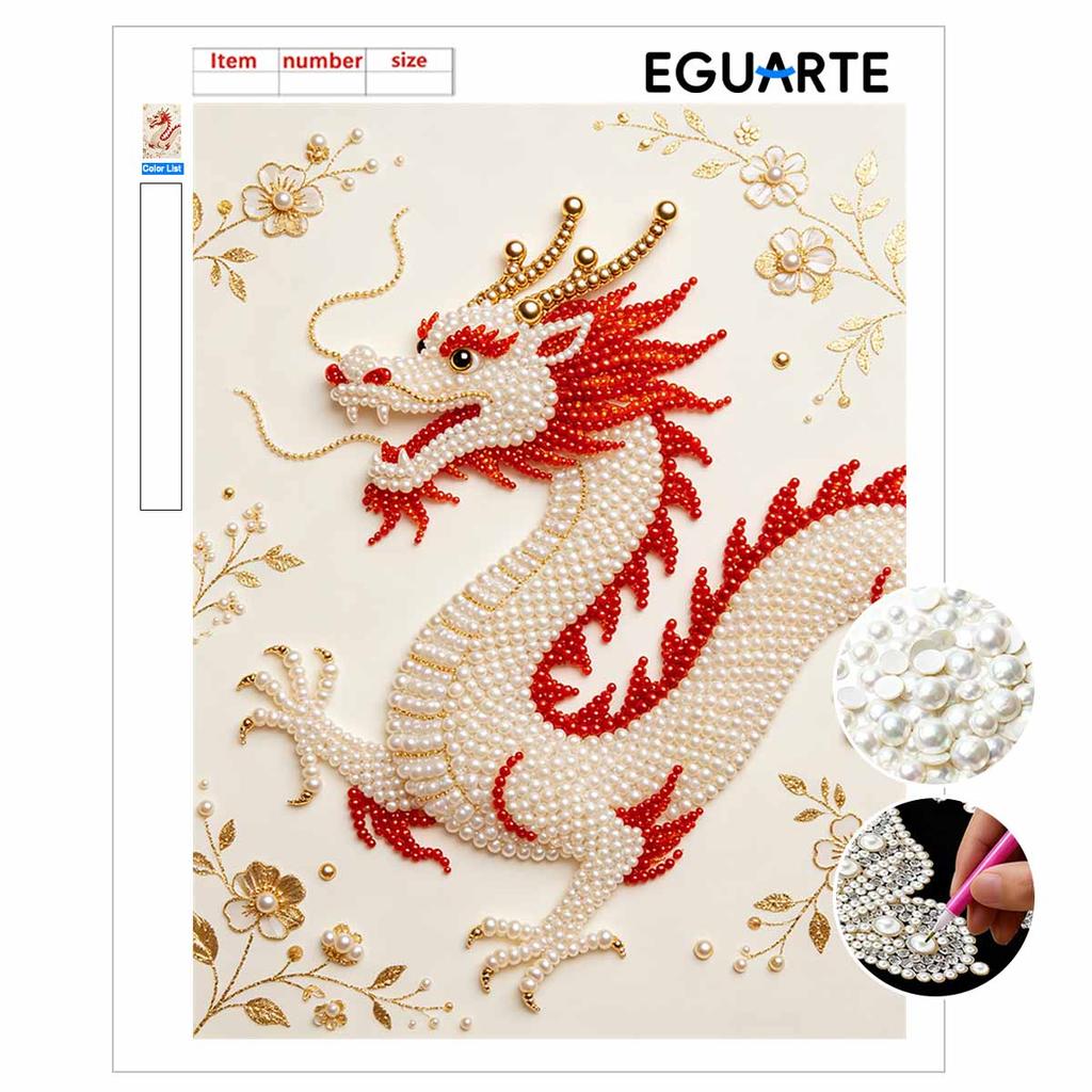 Kit Perla del Drago 5D Fai da Te con Strass Rotondi Artigianato Artistico per Adulti Decorazione Murale per la Casa Design Senza Cornice Adatto ai Principianti