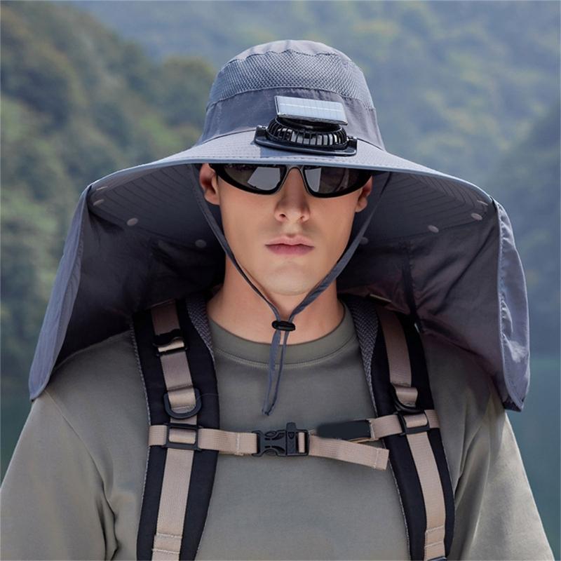Rechargeable Outdoor Hat Built In Fan Solar Charging Lightweight Breathable Sun Protection For Men Women