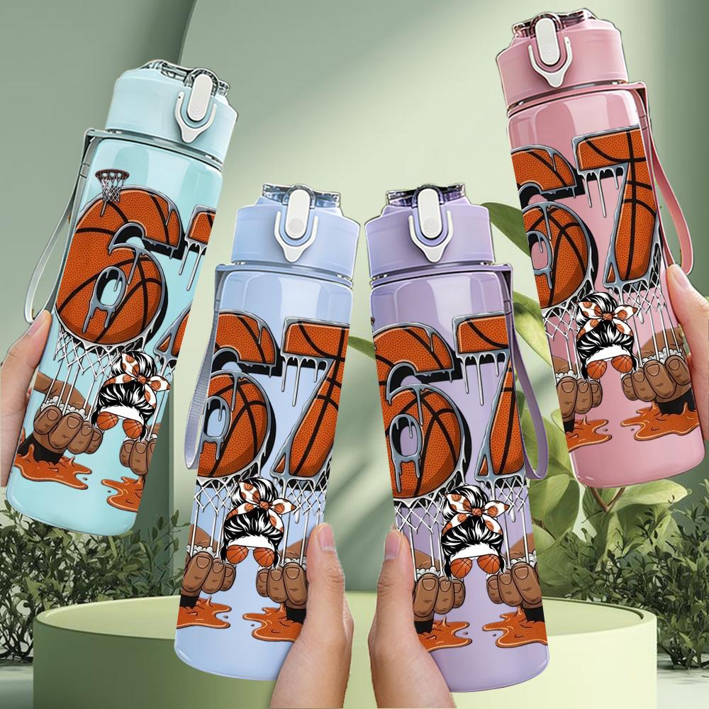 1PC Number 67 Basketball Jersey 750ml Color Plastic Sports Water Bottle Leakproof Flip Straw Lid Suitable for Sports Office Home Use
