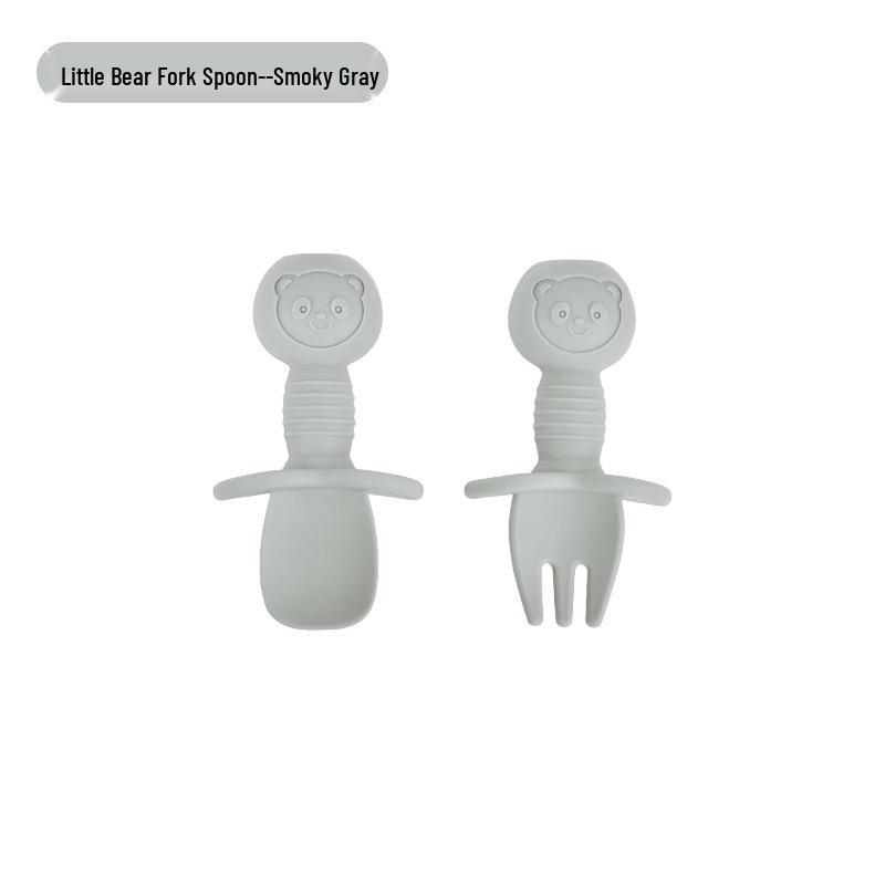 Silicone Bear Baby Self-Feeding Fork & Spoon Set