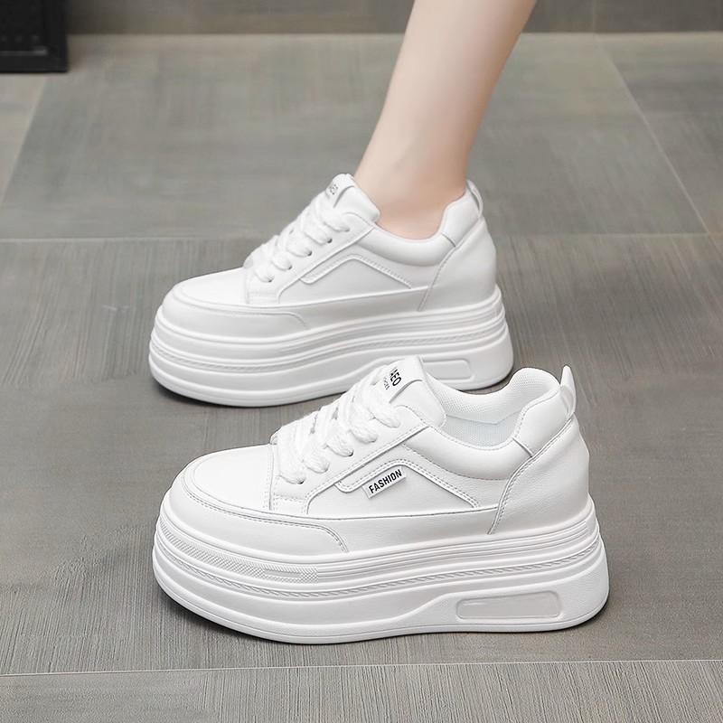 Lace-up muffin little white shoes small thick-soled inner height increase casual board shoes women's spring new single shoes