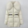 OFTBUY Winter Jacket Women Natural Real Raccoon Fur Collar Belt Thick Warm Duck Down Coat Detachable Outerwear Streetwear Casual