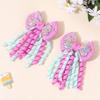 2Pcs Ribbon-Tassel Hair Clips Popular Sweet Rainbow Curly Ribbon Double Ponytail Hairpin Baby Girl Hair Accessories For Children
