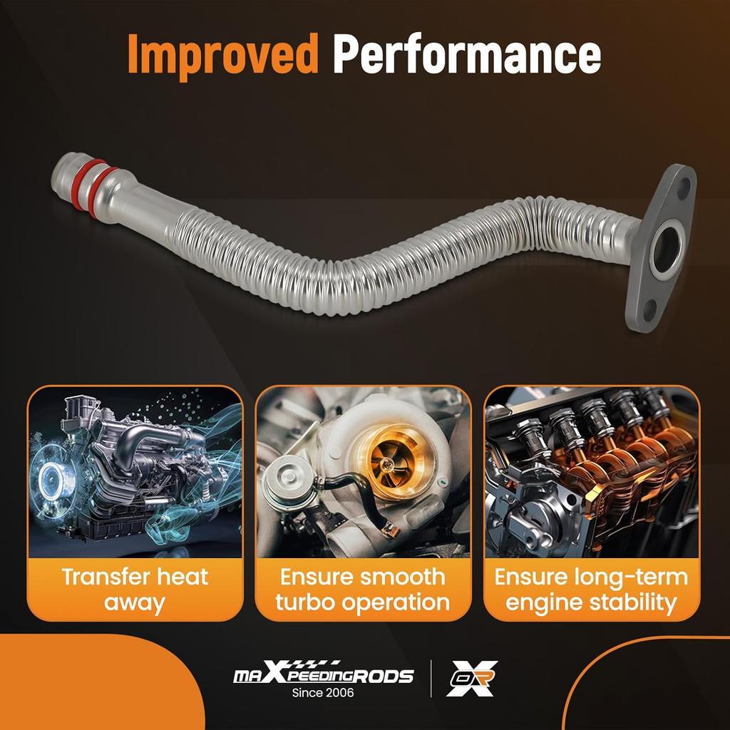 maXpeedingrods Turbo Oil Return Drain Line 5135786AB for Dodge Cummins 5.9L Diesel 2004 2005 2006 2007, Turbocharger Oil Return Hose Line, 3970875