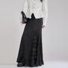 2025 Gothic Victorian Jacquard Fishtail Skirt with Lace-Up Detail