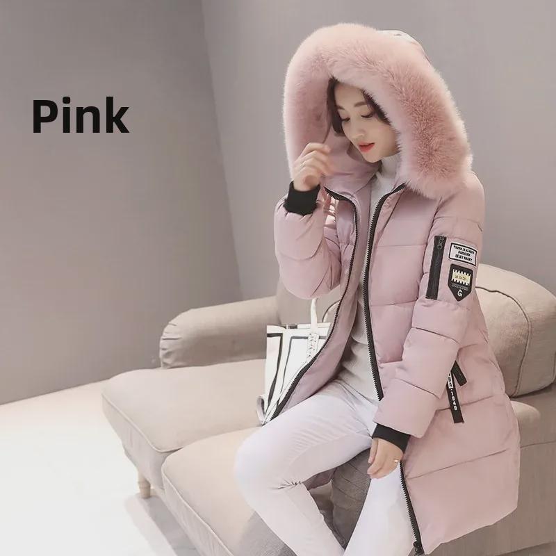 

Корейский стиль Женская зимняя куртка средней длины из тонкого хлопка с капюшоном - Большой размер Мода Triple Extra Large