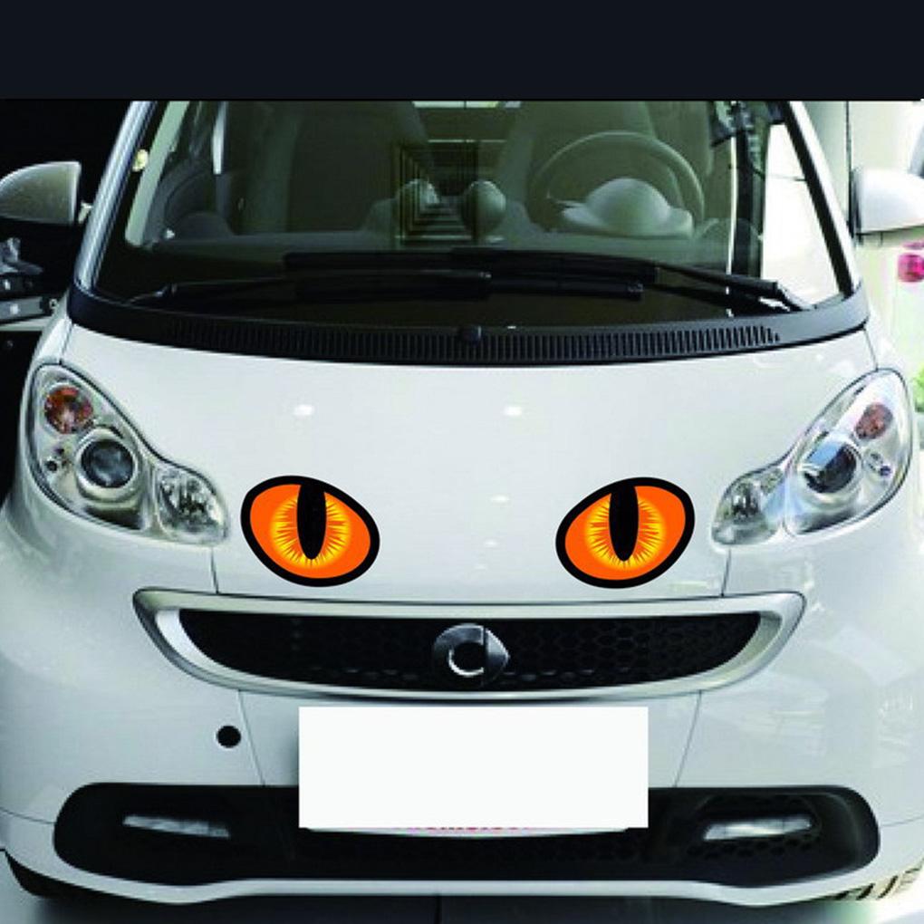 2 Pcs Cute Ulation Cat Eyes Car Stickers 3D Decal for Rearview Mirror Car Head Engine Cover Windows Decoration