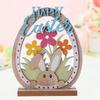 92MF Easter Wooden Ornament 2025 Painted Flower Rabbit Happy Easter Party Decoration