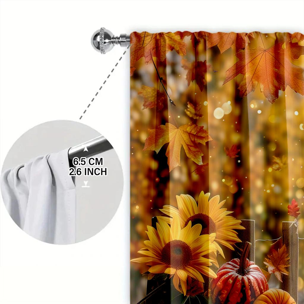 2pcs Autumn Decorations For Home Harvest Pumpkin Printed Curtains - Set of 2 Panels for Spooky Home Decor In Living Room