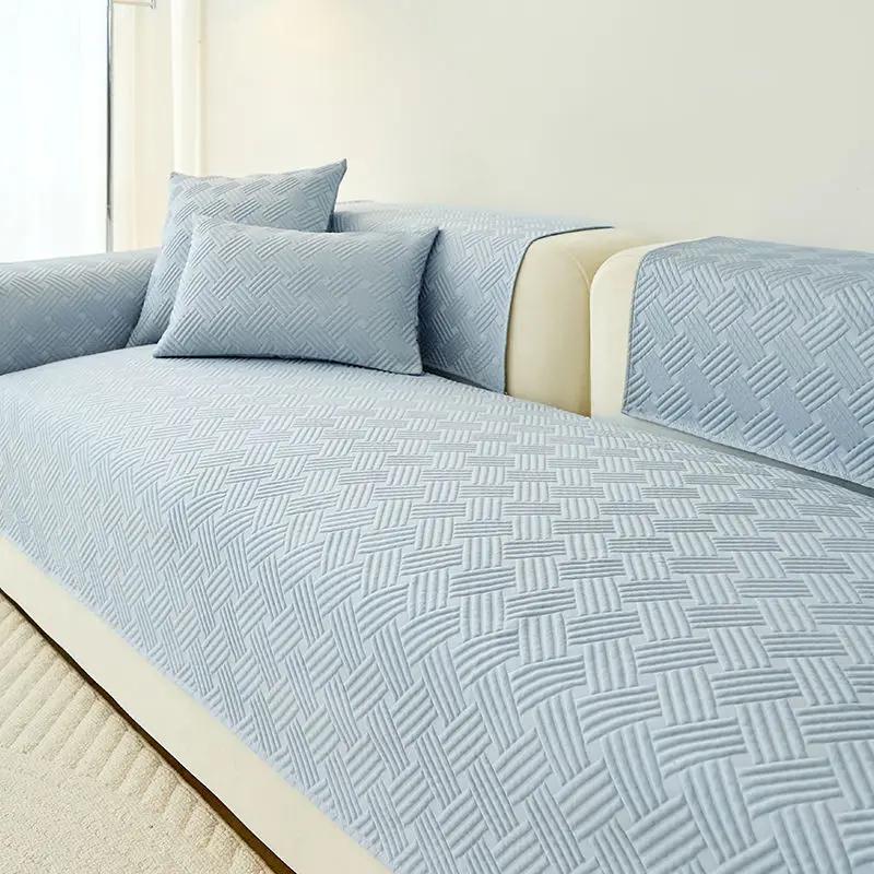 Ice Silk Twill Weave Sofa Cover Living Room Summer Cool Feeling Sofa Cushion Nonslip Modern Universal Sofa Cushion Home Cool Mat