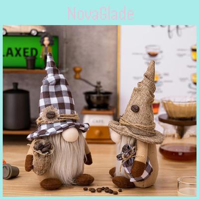 Entzückende Kaffeebohne Wichtelfigur Gemütliches Heimakzent mit rustikalem Stoffdesign