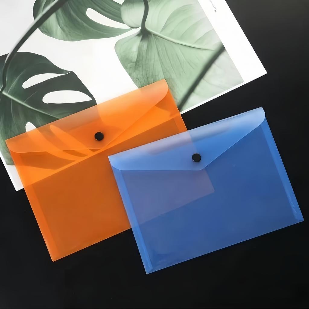 A7 Size Clear Plastic Document Envelope Folder File Bag Snap Button Closure School Office Stationery Pouches