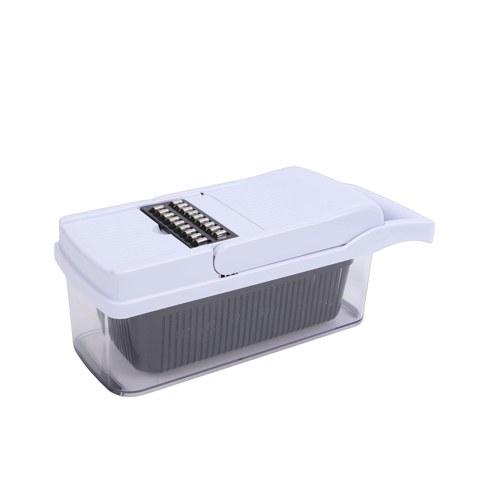 

Vegetable Cutter with Container Safe High Efficiency Veggie Chopping Dicing Shredding Slicing Tool for Kitchen White Lid