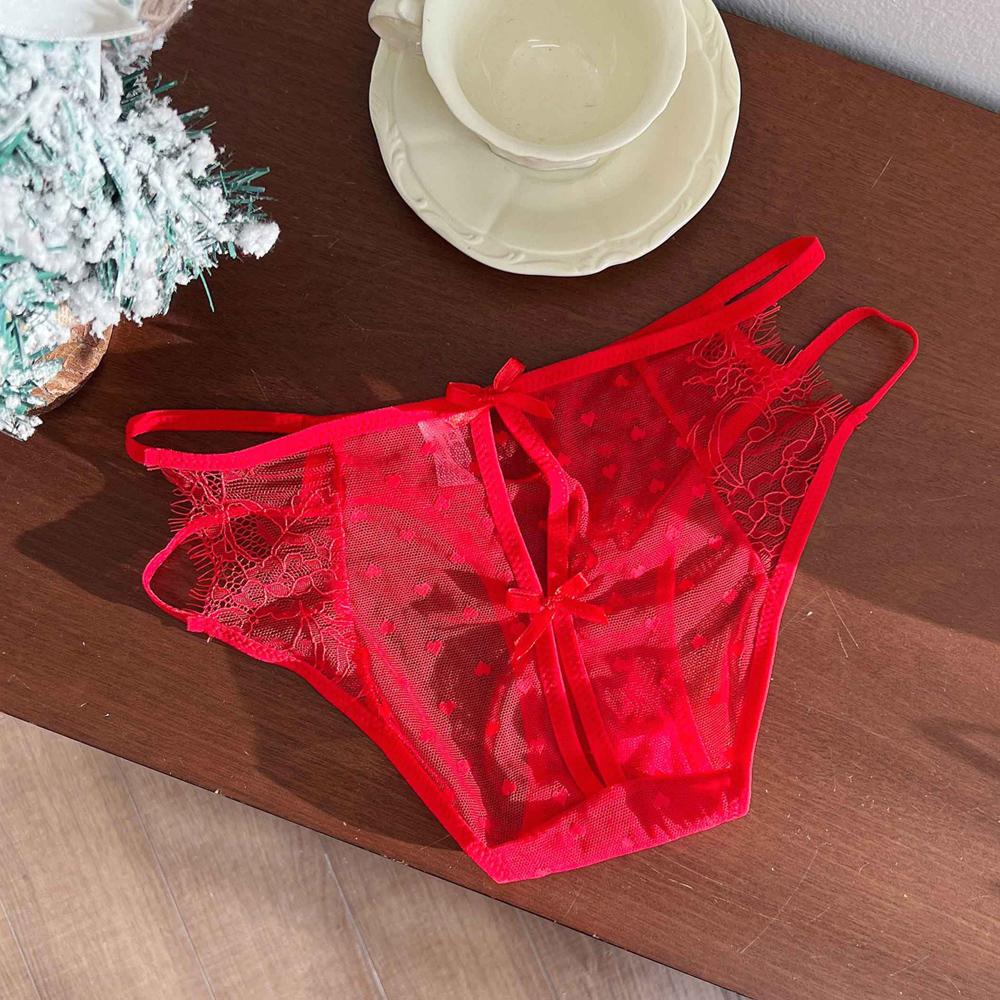 Women's Panties Low Waist Lace Cross Waistband Lace Trim Hollow Out Light Sexy Underwear Breathable Comfortable