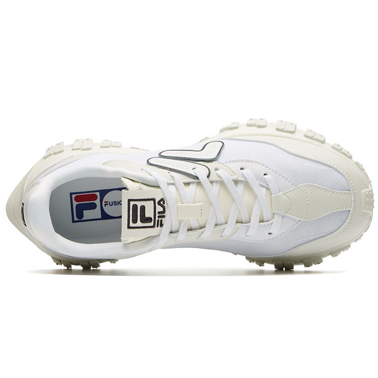 FILA Fusion Heritage Running Fabric Synthetic Leather Thick Sole Casual Low Top Dad Shoes Women sneaker White T12W131103FWV