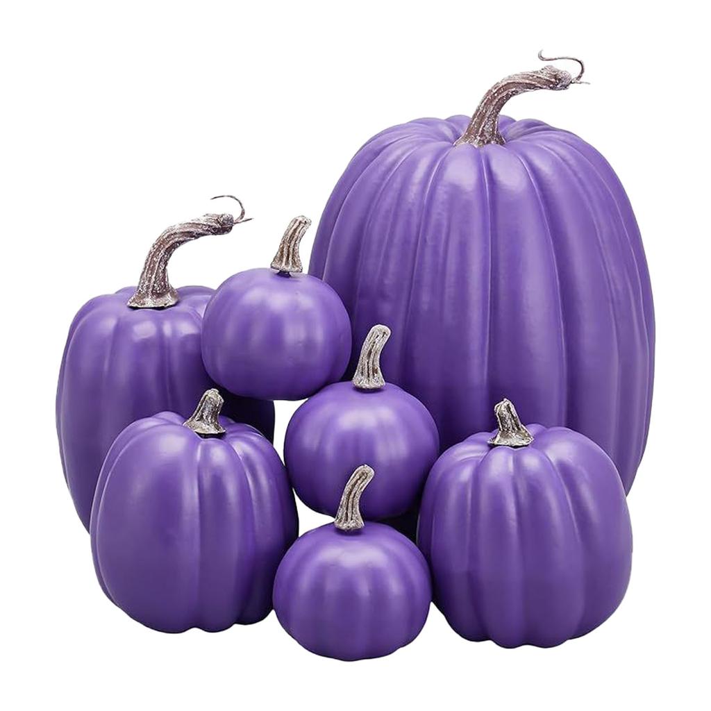 7 piezas Calabaza Simulada Pintura Brillante Ligera Creativa Reutilizable Calabaza de Espuma para Decoración Atrezzo