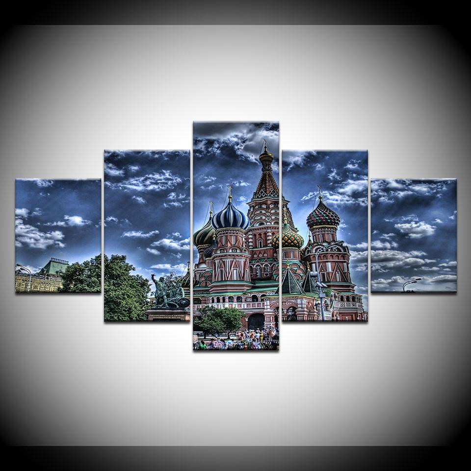 Canvas Painting St. Basil's Cathedral On Red Square Moscow  Wall Art Painting Modular Wallpapers Poster Print  Home Decor