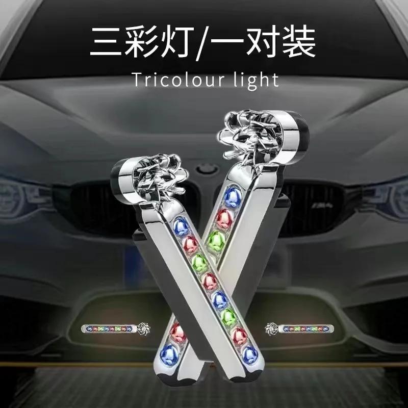 Car Light 2-1pcs Wind Powered Car LED DayTime Running Light Auxiliary Lighting Rotation Fan Lamp Automobile Day Time Headlight