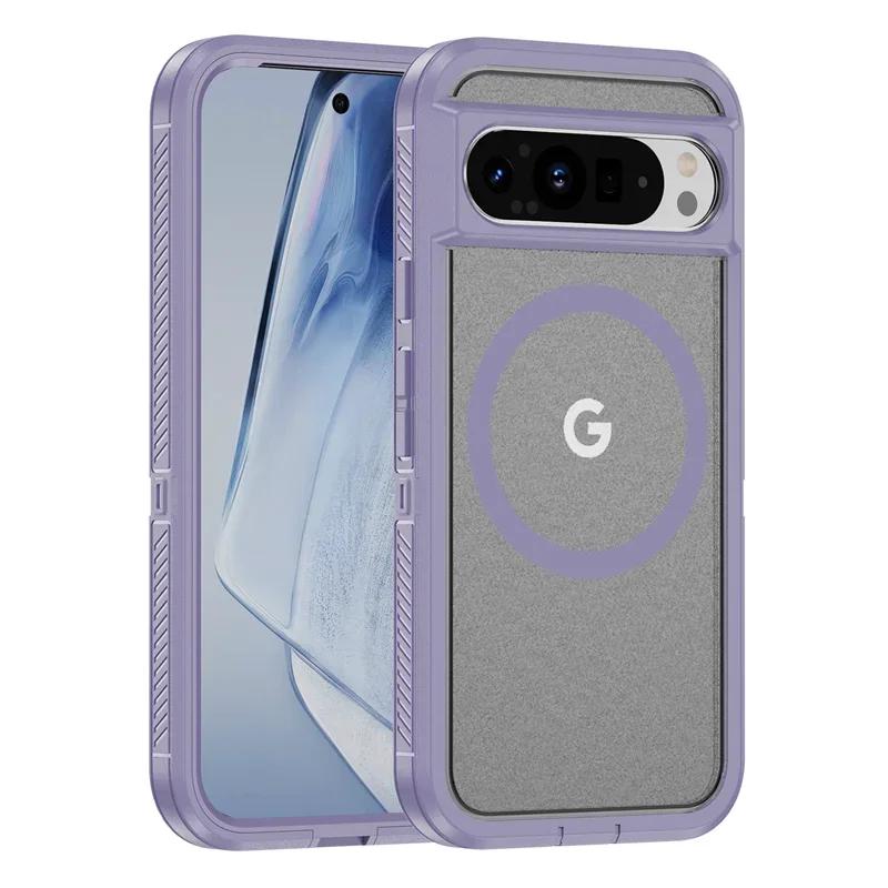 Rugged Armor Shockproof Magsafe Phone Case for Google Pixel 8A 8 Pro 9 Pro Magnetic Wireless Charging Hard Back Cover