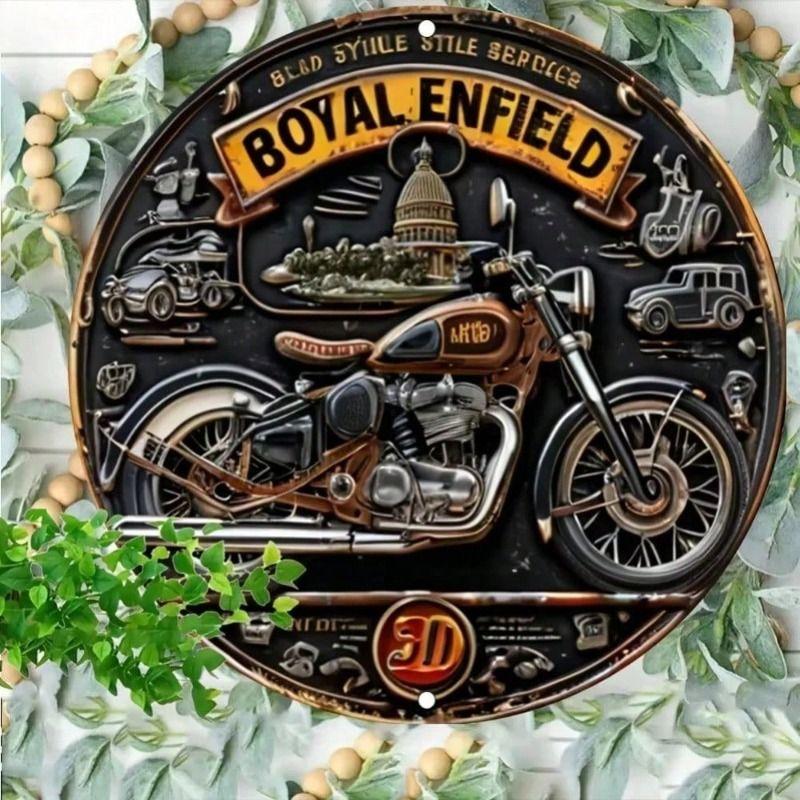 Cartello Metallica Vintage Royal Enfield per Garage Decorazione Murale Casa