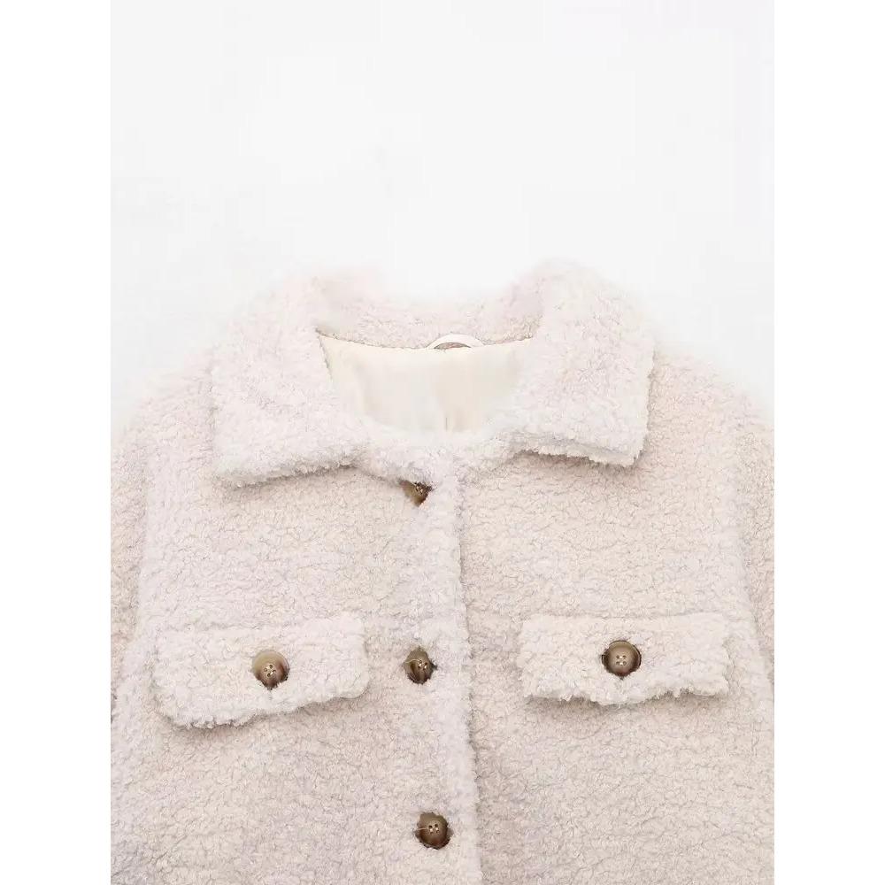 Autumn and Winter Fashion Loose Holiday Style Lapel Button Cardigan Wool Cake New Solid Color Everything Long Sleeve Coat