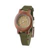 Nafka Pair Watch Wooden Case Leather Band Lightweight Analog Quartz Unisex Wristwatch 30-OL-GR