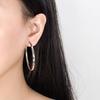 1 Pair Hoop Earrings Shiny Rhombus Texture Women Large Hiphop Round Dangle Earring Jewelry
