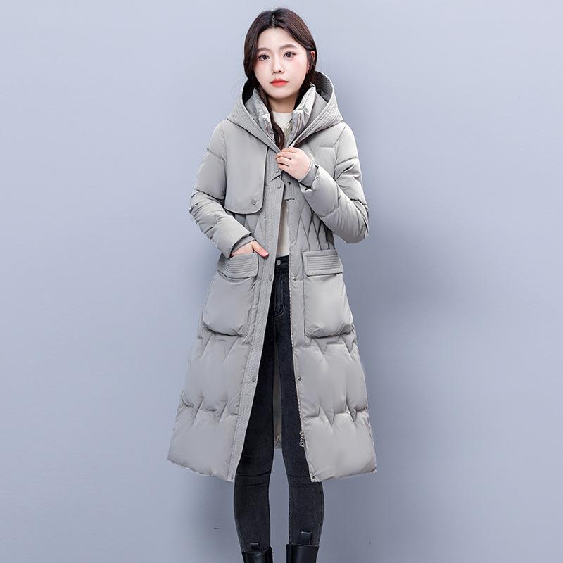 Down Cotton-padded Jacket Women's Long Knee-length Winter Korean Version of Cotton-padded Jacket Slim and Thick Cotton-padded Women's Coat