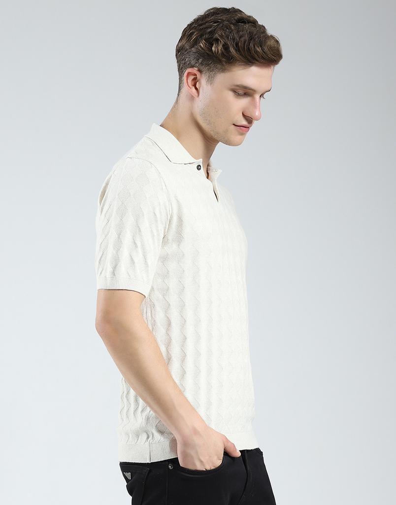 Luxuria Mens Self Design Collar Neck Tshirt