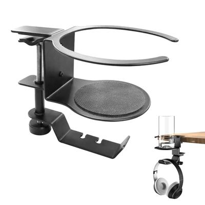 Gancho de Mesa para Fone de Ouvido e Bebida Baoswang com Porta-Copos e Suporte para Pequenos Itens, Suporte, Porta-Copos, Gancho, 360 Graus