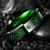 Fashion 8mm Celtic Men Stainless Steel Ring Inlaid Red Blue Zircon Stone Dragon Rings For Men, Carbon Fibre Rings Wedding Band