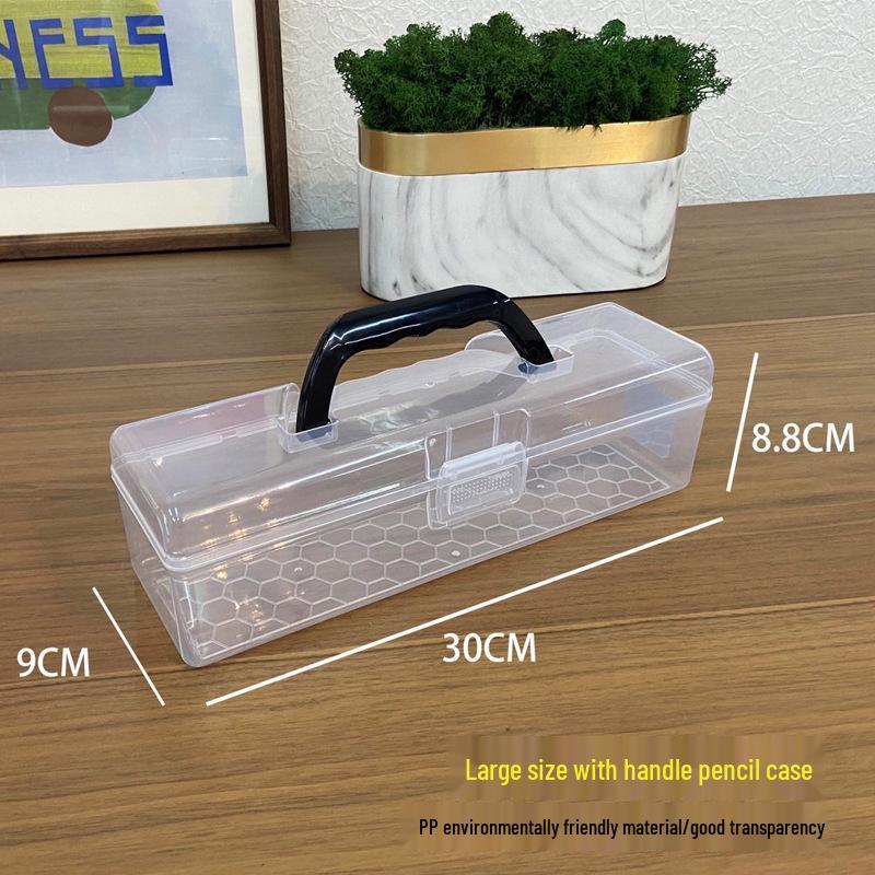 Konststudenters pennskrin med stor kapacitet: Enkel/Dubbel Lagerförvaring för Pennor, Kolkritor, Verktyg - Transparent