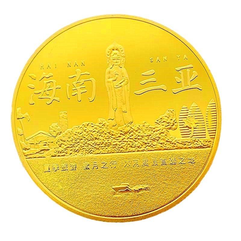 Chinese tourist attraction, Xi'an Big Wild Goose Pagoda, tourist attraction, gold-plated color printed commemorative medal, gold coin