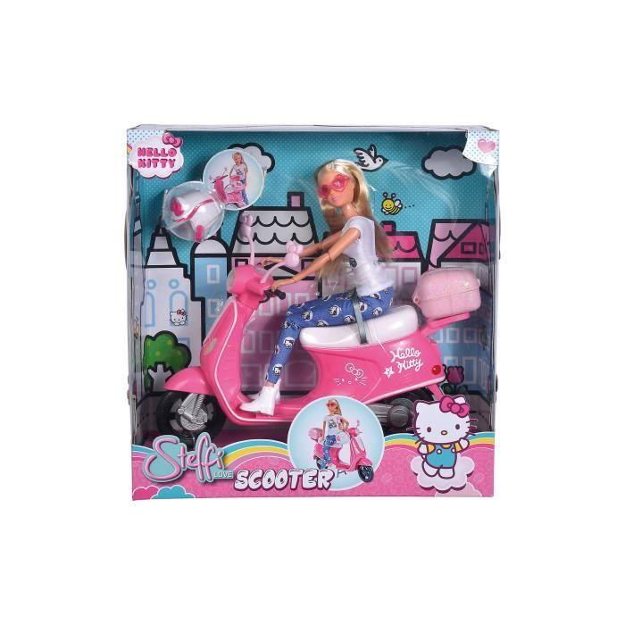 Poupée Steffi Love Sur Scooter Hello Kitty - Simba.Dickie.Group - HK SL SCOOTER - 29cm - Rose