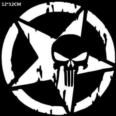 Reflective Car Sticker Pentagram Punisher Skull Pattern Waterproof Decals Motorcycle Accessoriess