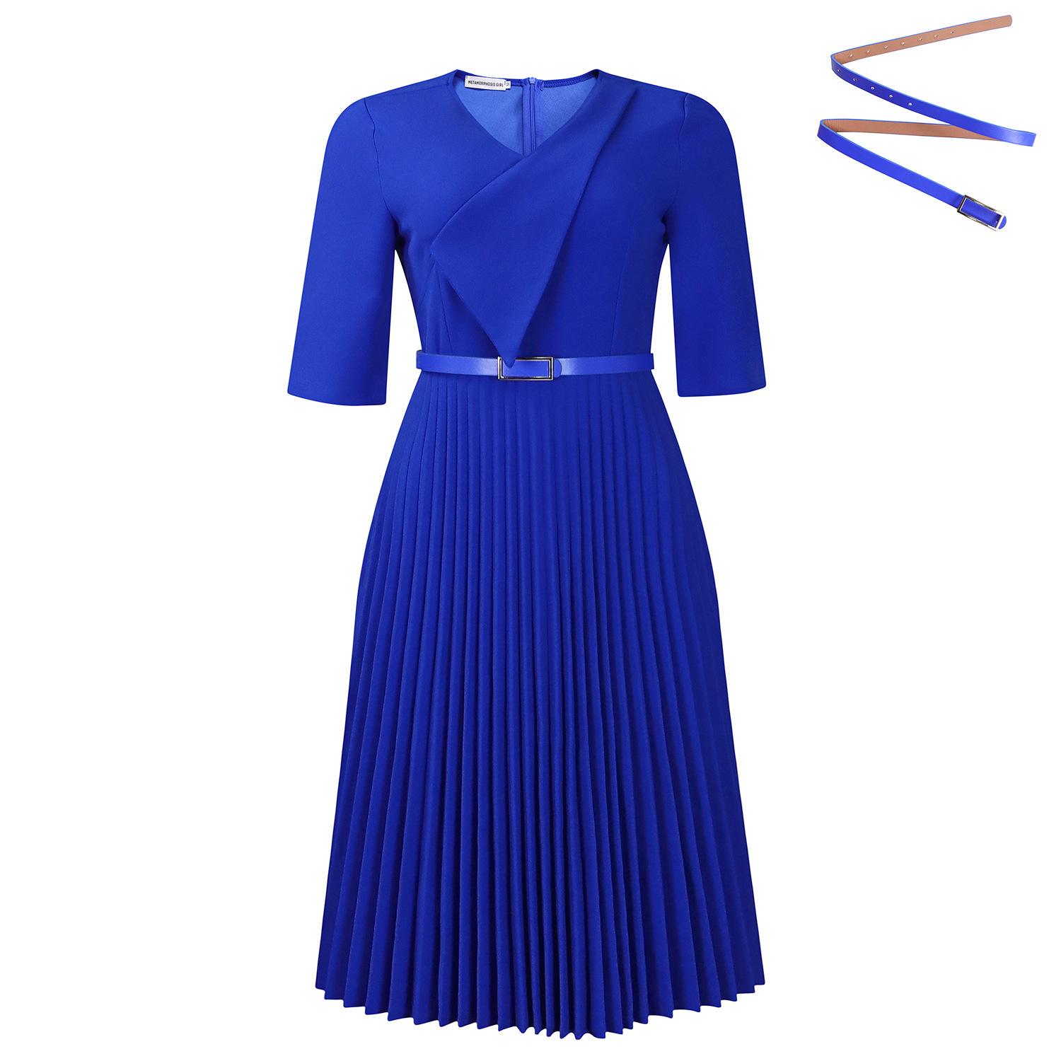 

Women s 2026 Summer V-neck Pleated Dress - New Fashion & Slimming Design Double Extra Large