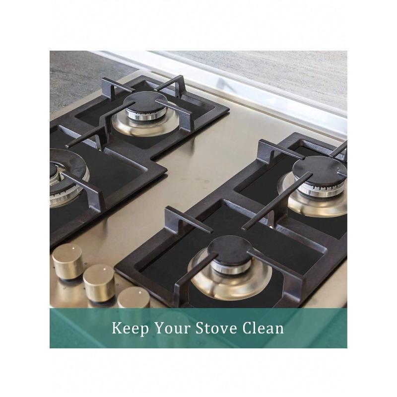 Reusable Gas Stove Burner Covers - Thick 0.1mm Double Layer Black Non-Stick Easy Clean Liners For Kitchen/Cooking
