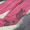 Plus Size Rhinestone Sparkly Sweatpants with Elastic Waist - Women's Autumn Winter Fashion