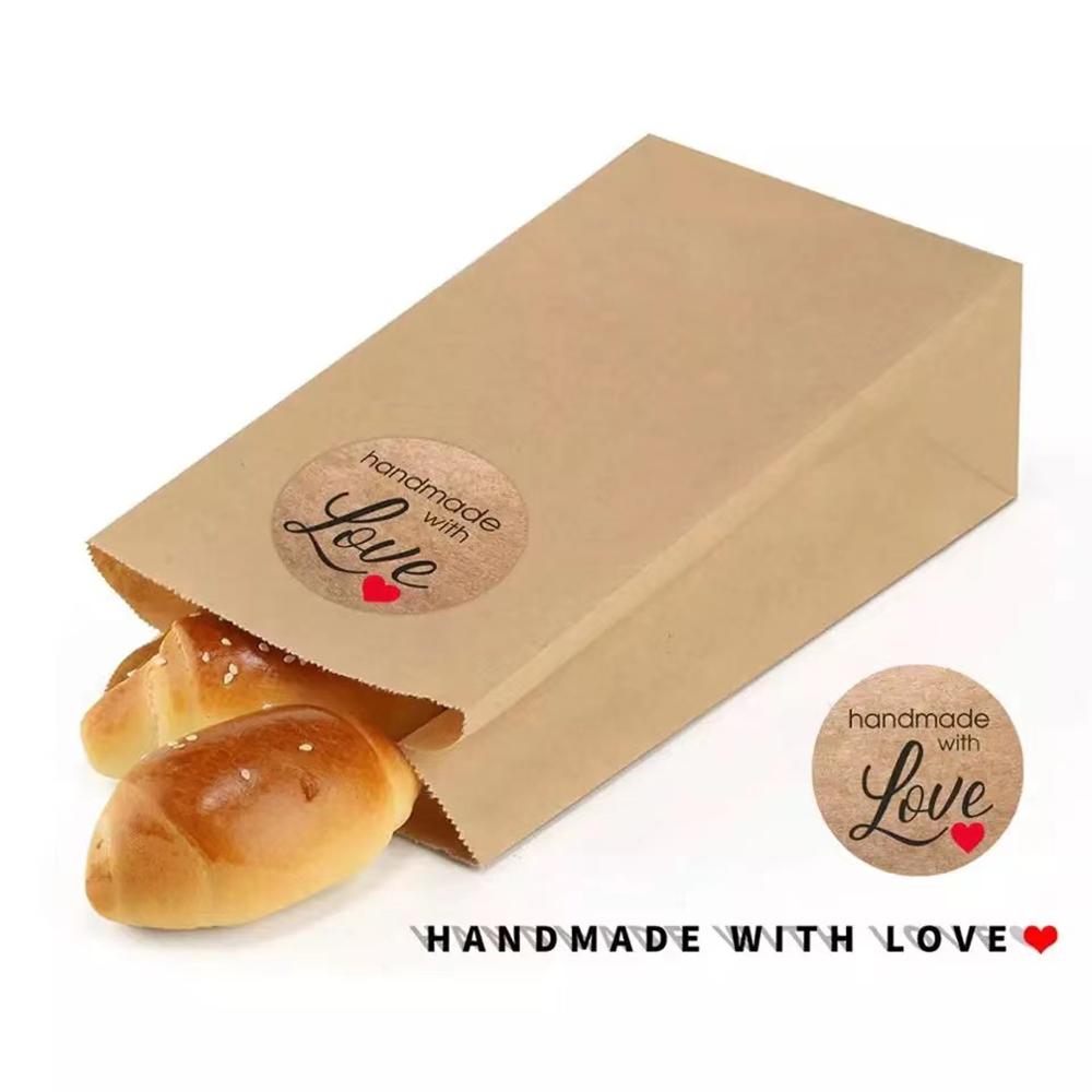 100-500Pcs Vintage Kraft Paper Stickers Scrapbook Gift Stationery Label Stickers Handmade With Love Thank You For The Stickers