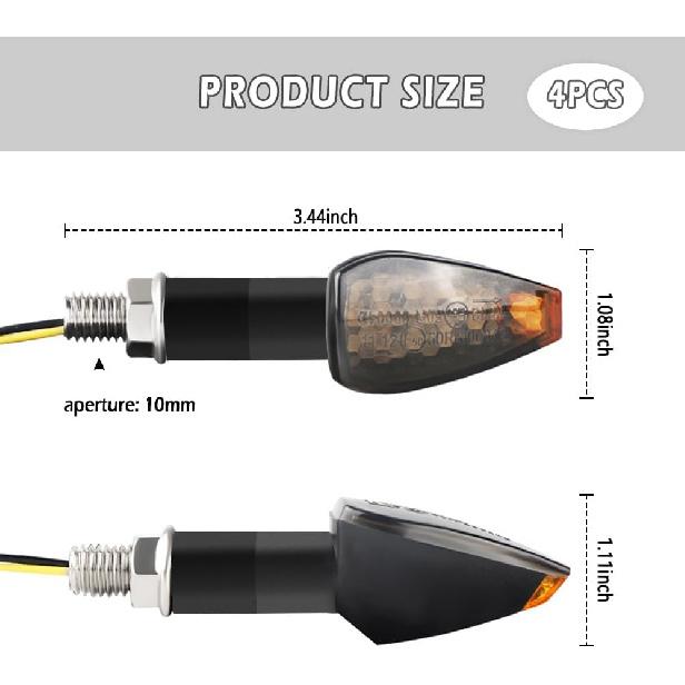 4PCS Motorcycle Turn Signals - 14LED 12V Bright Amber Lamp Motorcycle Blinkers - Front/Rear Universal MMotorcycle Turn Signal Light Compatible With