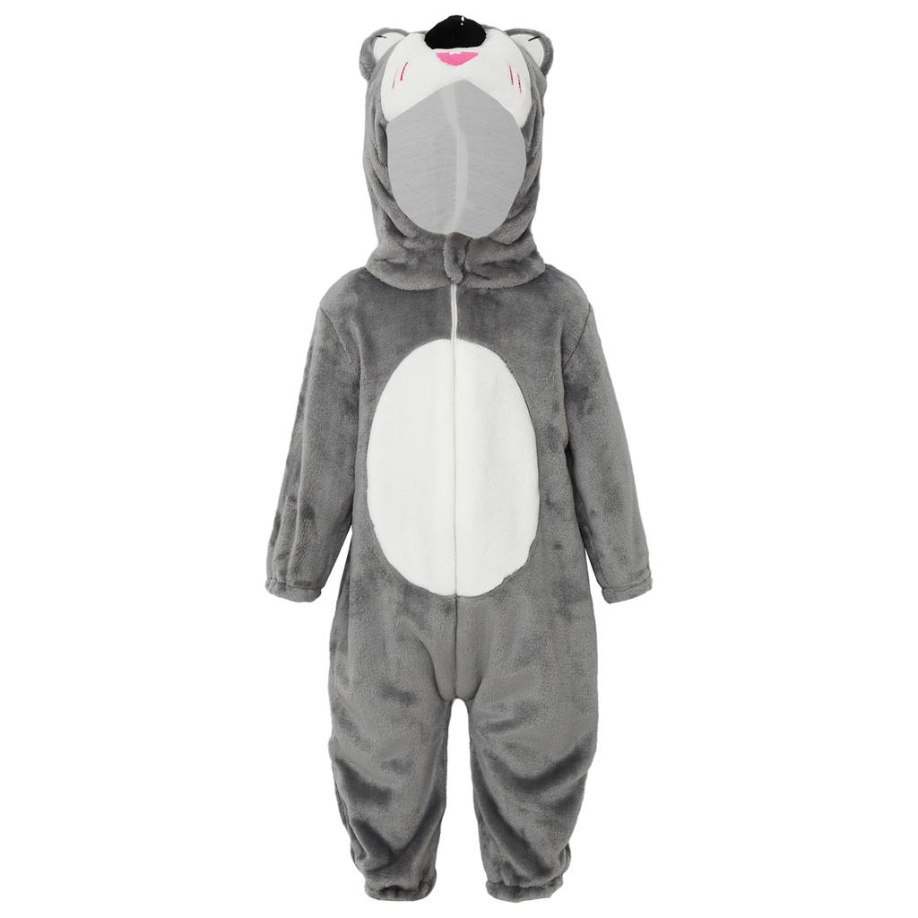 Toddler Animal Jumpsuit Long Sleeve Elastic Cuffs Zip Up Cute Cartoon Hooded 3D Tail Home Casual Wear
